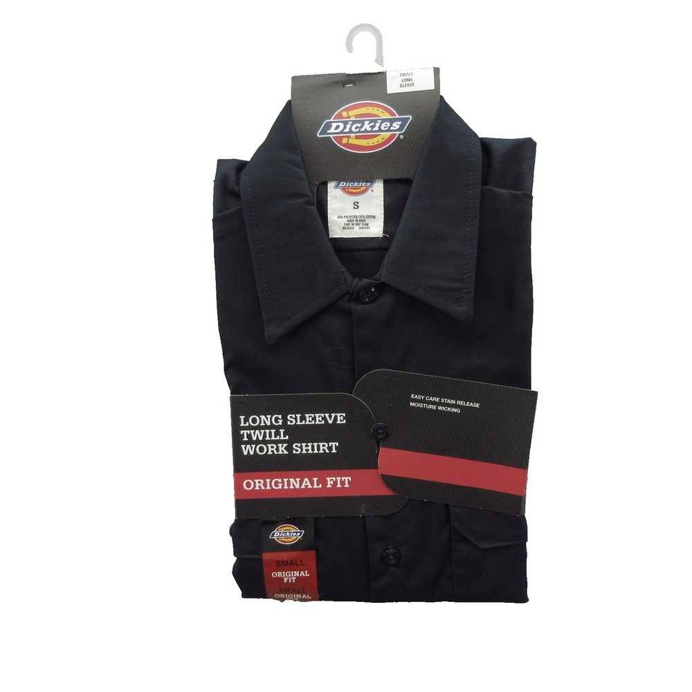 Dickies Long Sleeve Twill Work Shirt Mens Small Navy Original Fit 574DN New